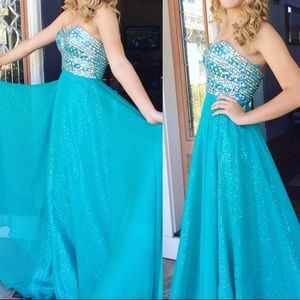 Beaded, sparkly, blue prom dress
